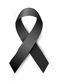 Vector illustration, Black awareness ribbon isolated on a white background. Mourning and melanoma symbol. Terrorism and death symbol. 
